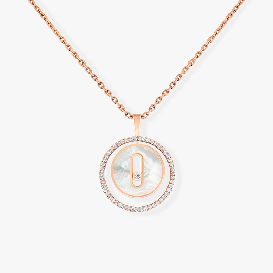 [Lume Jewelry]LUCKY MOVE 1 DIAMOND WHITE MOTHER OF PEARL PINK GOLD DIAMOND NECKLACE