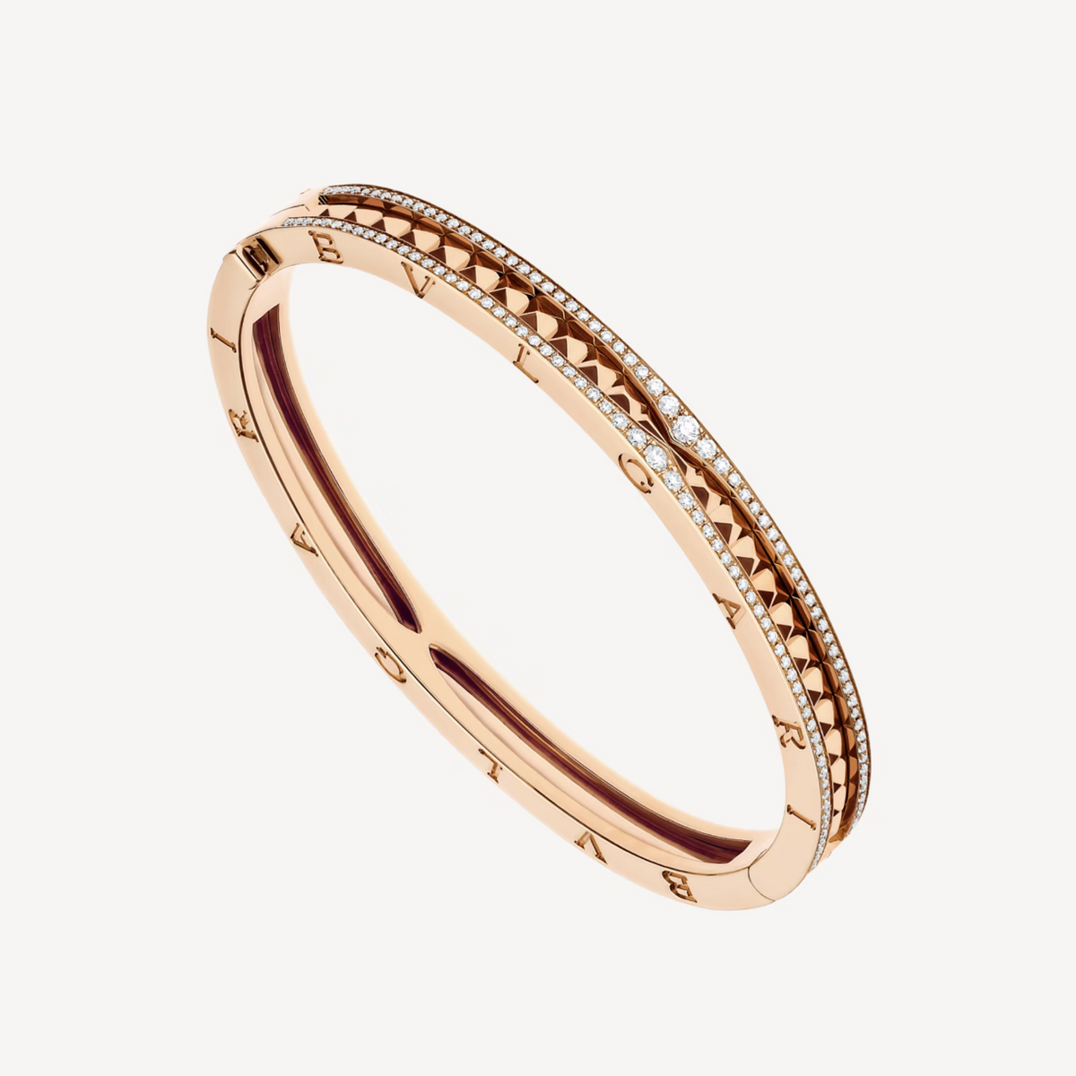 [Lume Jewelry]ZERO 1 SPIRAL AND PAVED DIAMOND PINK GOLD BRACELET