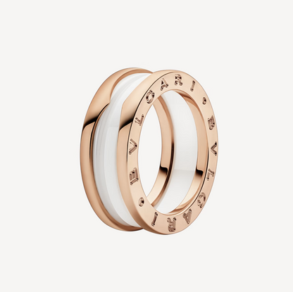 [Lume Jewelry]ZERO 1 TWO-BAND LOOPS AND WHITE CERAMIC SPIRAL PINK GOLD RING