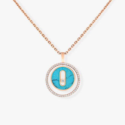 [Lume Jewelry]LUCKY MOVE 1 DIAMOND TURQUOISE PINK GOLD DIAMOND NECKLACE