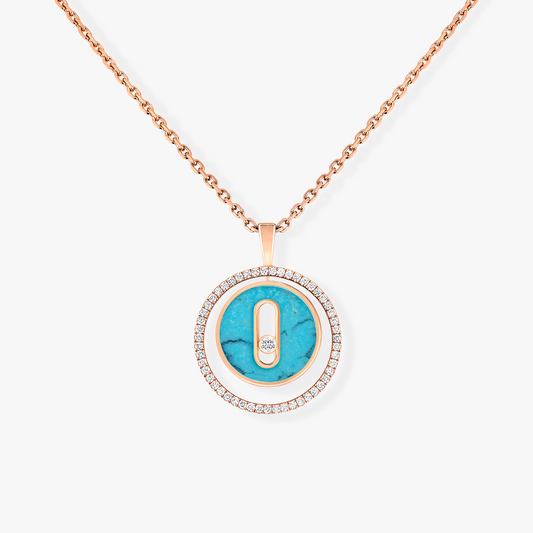 [Lume Jewelry]LUCKY MOVE 1 DIAMOND TURQUOISE PINK GOLD DIAMOND NECKLACE