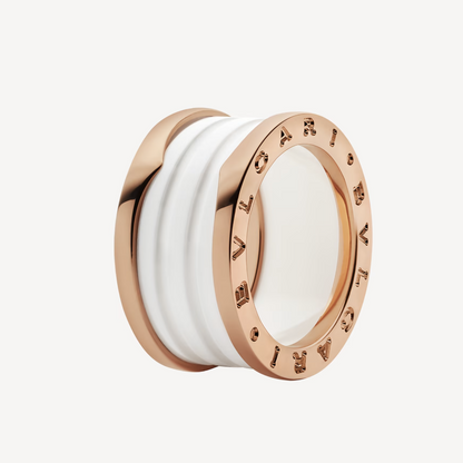 [Lume Jewelry]ZERO 1 FOUR-BAND LOOPS AND WHITE CERAMIC SPIRAL PINK GOLD RING
