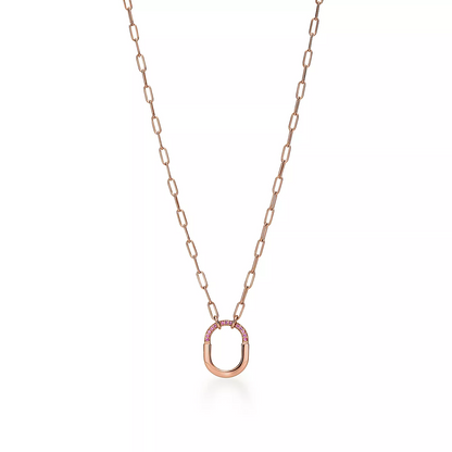 [Lume Jewelry]LOCK SMALL PENDANT PINK DIAMOND PINK GOLD NECKLACE