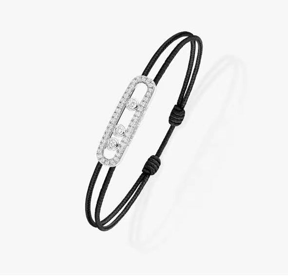 [Lume Jewelry]Care(Medium-3.5mm) pink cord pavé bracelet