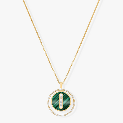 [Lume Jewelry]LUCKY MOVE 3 DIAMOND MALACHITE GOLD DIAMOND NECKLACE