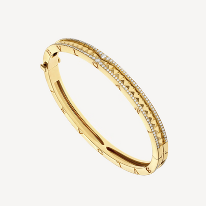 [Lume Jewelry]ZERO 1 SPIRAL AND PAVED DIAMOND GOLD BRACELET