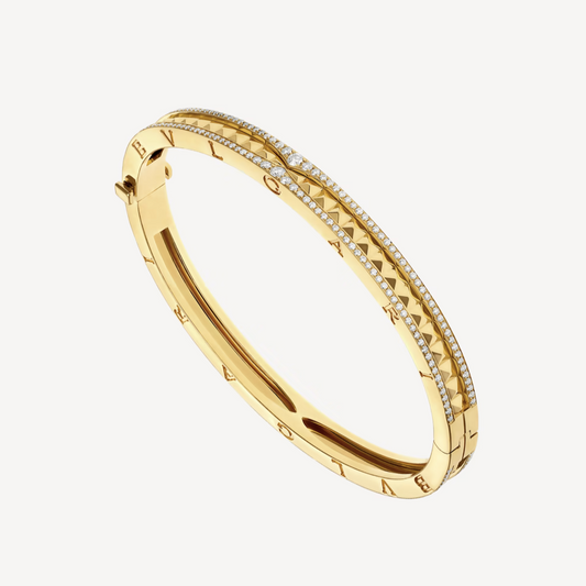 [Lume Jewelry]ZERO 1 SPIRAL AND PAVED DIAMOND GOLD BRACELET