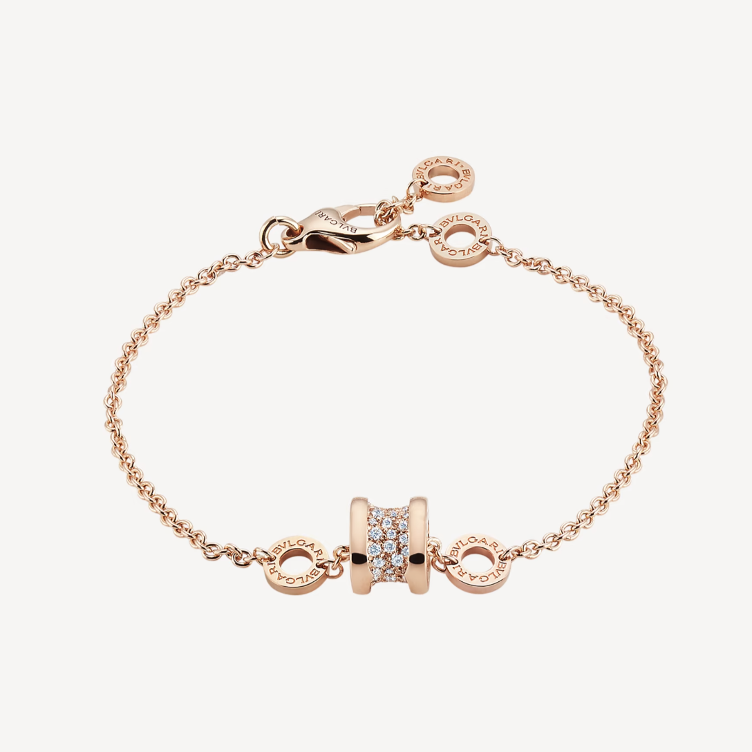 [Lume Jewelry]ZERO 1 SOFT PINK GOLD WITH PAVED DIAMONDS ON THE SPIRAL BRACELET