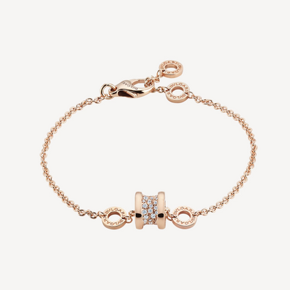 [Lume Jewelry]ZERO 1 SOFT PINK GOLD WITH PAVED DIAMONDS ON THE SPIRAL BRACELET