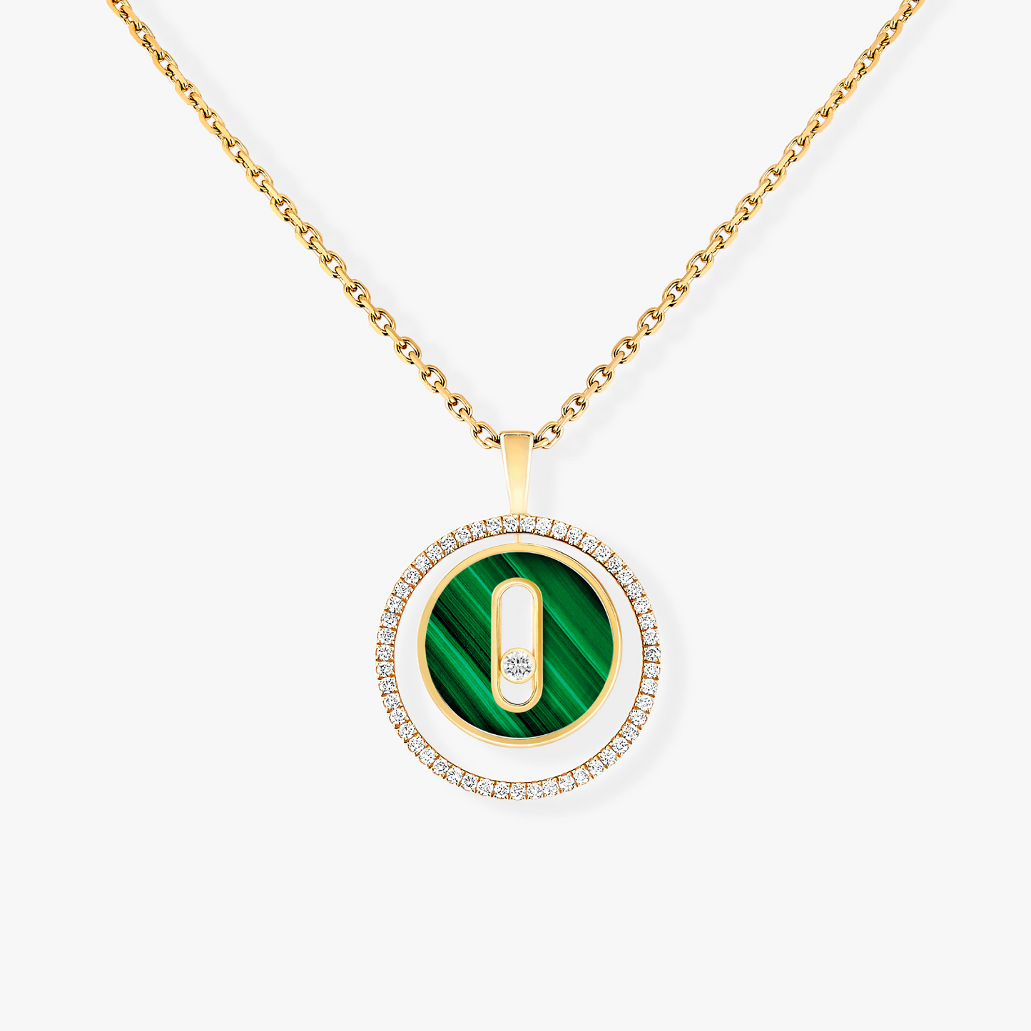 [Lume Jewelry]LUCKY MOVE 1 DIAMOND MALACHITE GOLD DIAMOND NECKLACE