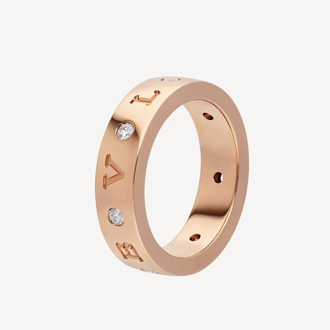 [Lume Jewelry]ZERO 1 ESSENTIAL PINK GOLD BAND WITH DIAMONDS RING