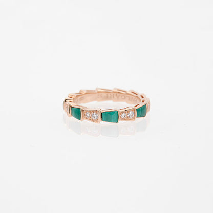 [Lume Jewelry]SERPENTI RING PINK GOLD MALACHITE DIAMOND 3MM
