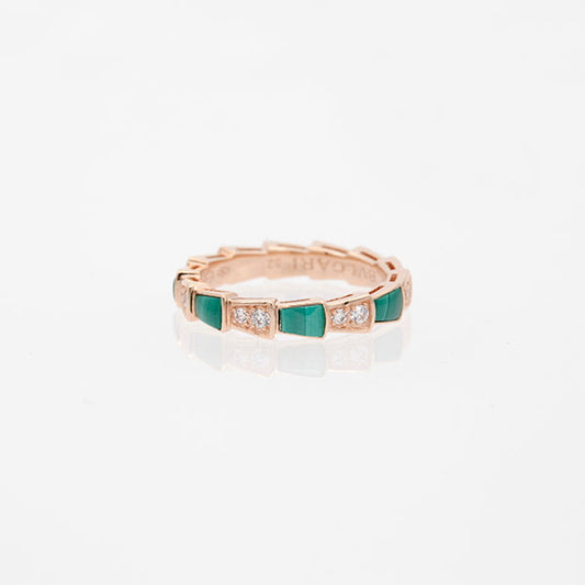 [Lume Jewelry]SERPENTI RING PINK GOLD MALACHITE DIAMOND 3MM