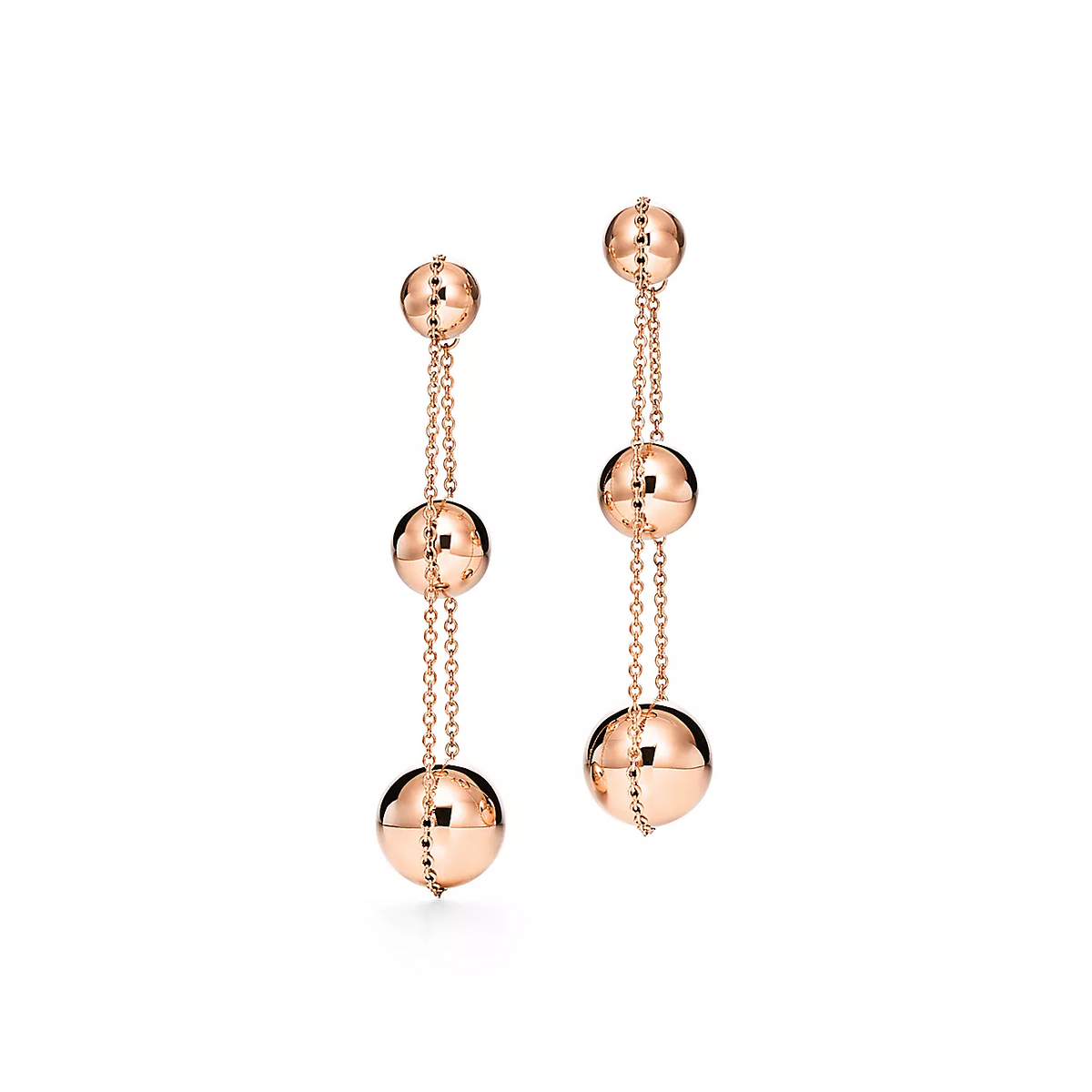[Lume Jewelry]TRIPLE DROP PINK GOLD EARRINGS