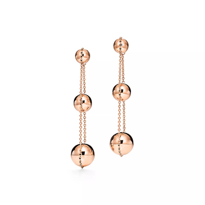 [Lume Jewelry]TRIPLE DROP PINK GOLD EARRINGS