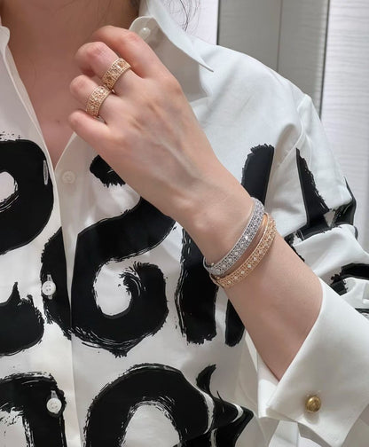 [Lume Jewelry] 2026 WOVEN-PATTERN BRACELET SET WITH FULL DIAMOND INLAY THREE-COLORS