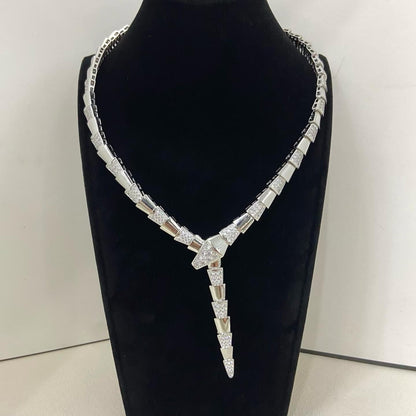 [Lume Jewelry]NEW WIDE BAND INLAID DIAMOND SNAKE NECKLACE