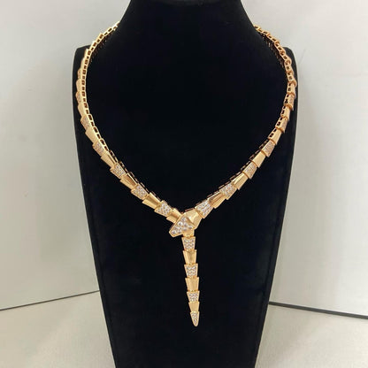 [Lume Jewelry]NEW WIDE BAND INLAID DIAMOND SNAKE NECKLACE