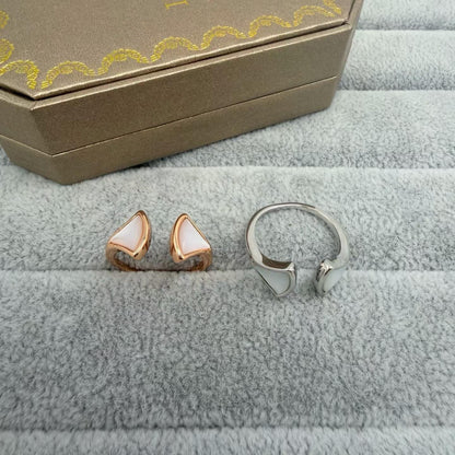 [Lume Jewelry]FAN SHAPE DOUBLE SHELL OPEN RING