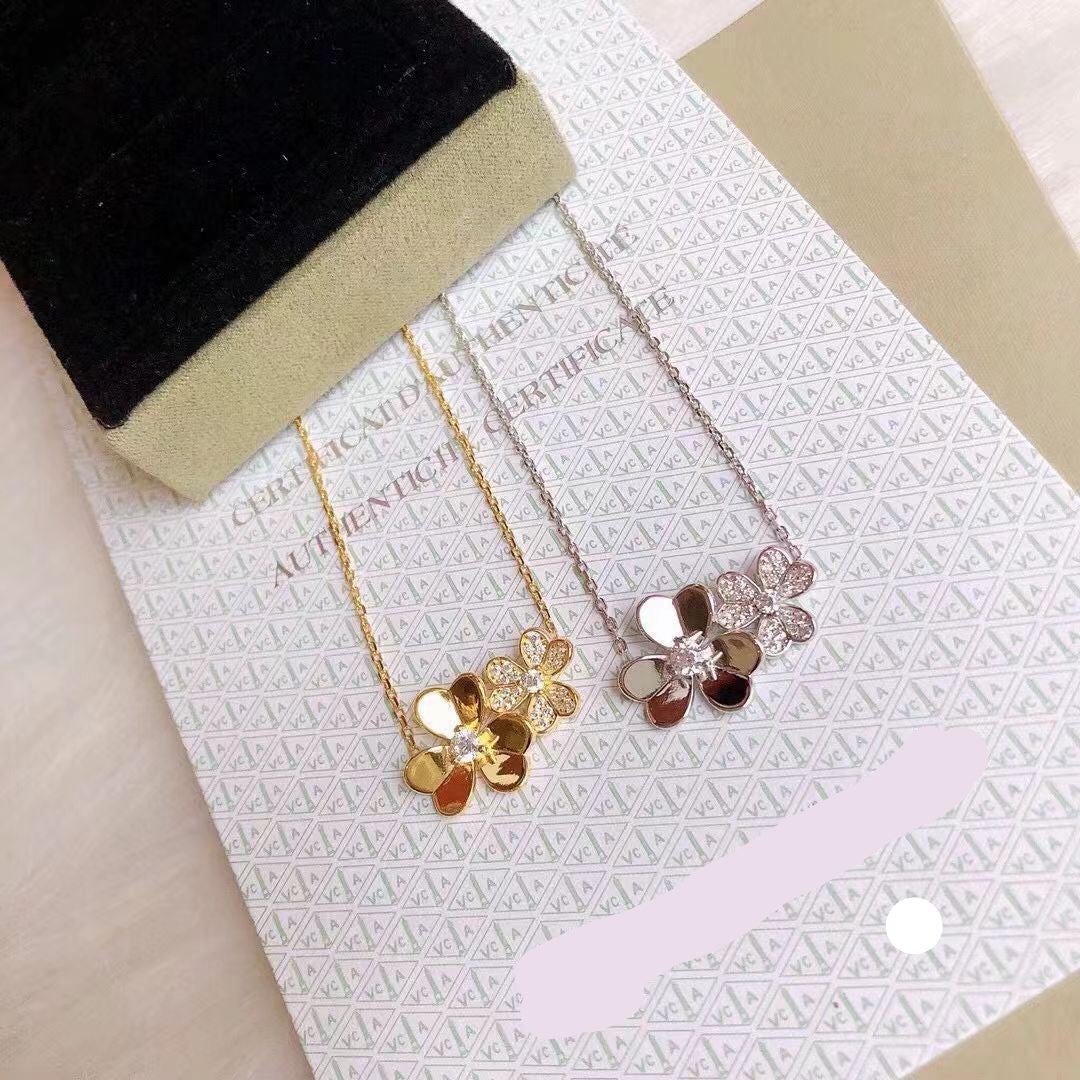 [Lume Jewelry] Two Flowers & Clover Choker