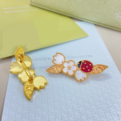 [Lume Jewelry] Petal Leaf Ladybug Brooch