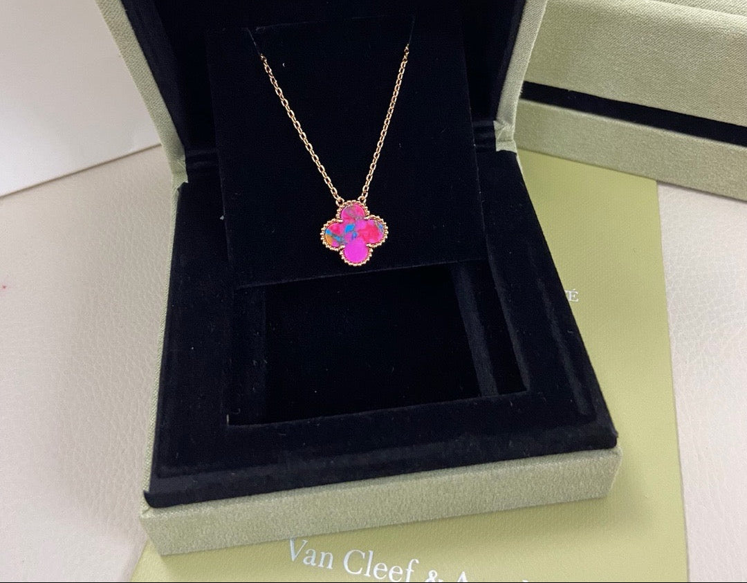 [Lume Jewelry] 2026 New Plum Red Four-Leaf Clover Necklace