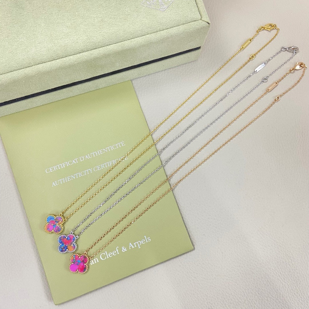 [Lume Jewelry] 2026 New Plum Red Four-Leaf Clover Necklace