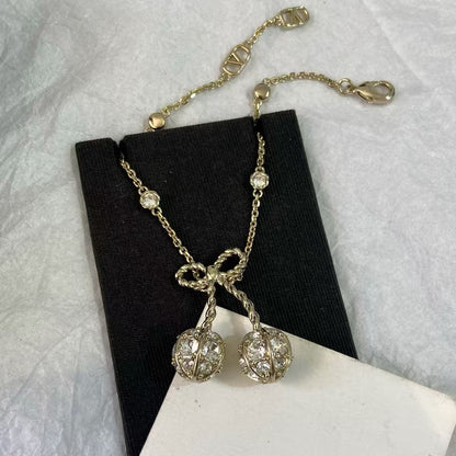 [Lume Jewelry] Cherry Crystal Pavé Necklace & Stud Earrings& SeracelettB
