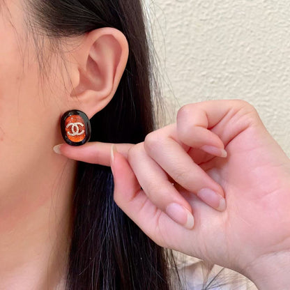 [Lume Jewelry]Amber & Glass Stud Earrings