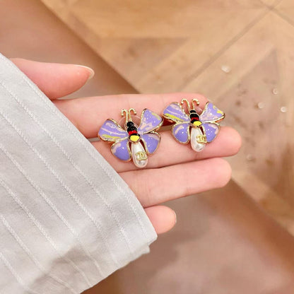 [Lume Jewelry] Ladybug Enamel & Faux Pearl Clip-On Earrings