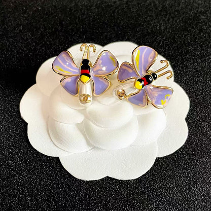 [Lume Jewelry] Ladybug Enamel & Faux Pearl Clip-On Earrings