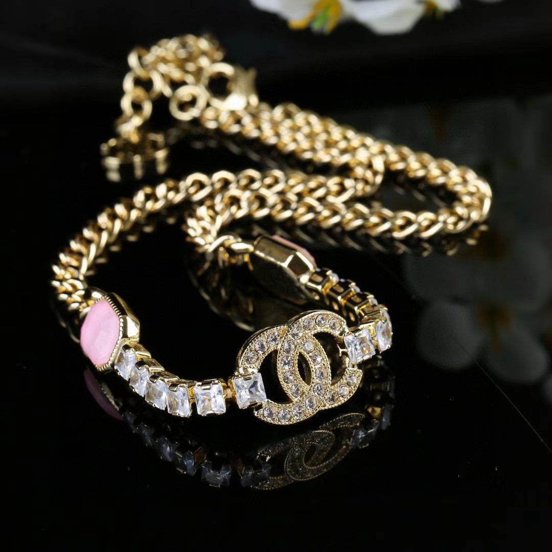 [Lume Jewelry]Pink Sugar Cube Double CC Crystal Choker