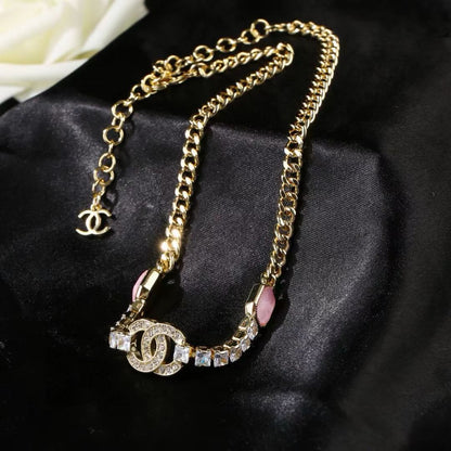[Lume Jewelry]Pink Sugar Cube Double CC Crystal Choker