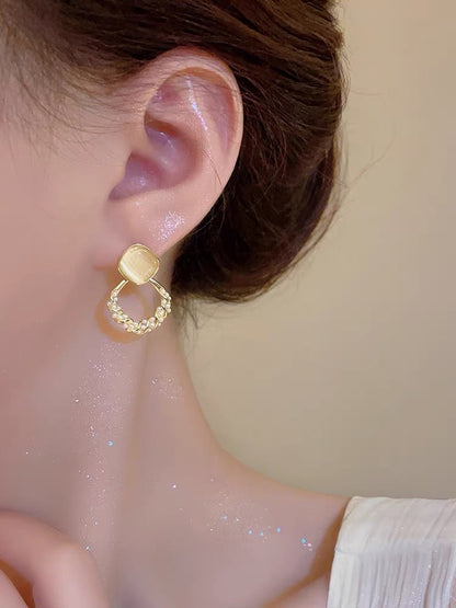 Stylish Fresh Versatile Rice Bead Light Luxury Temperament Design Earrings