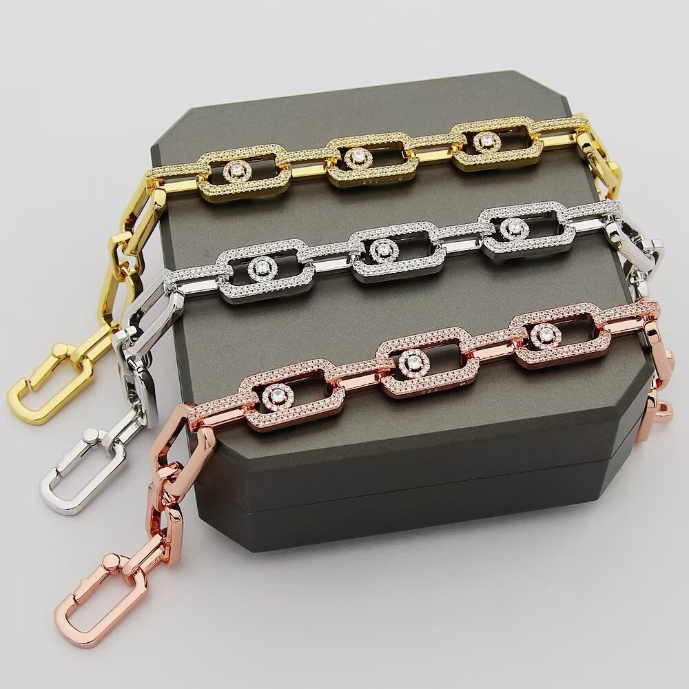 [Lume Jewelry]Large Full Diamond Unisex Sliding Bracelet with Moissanite