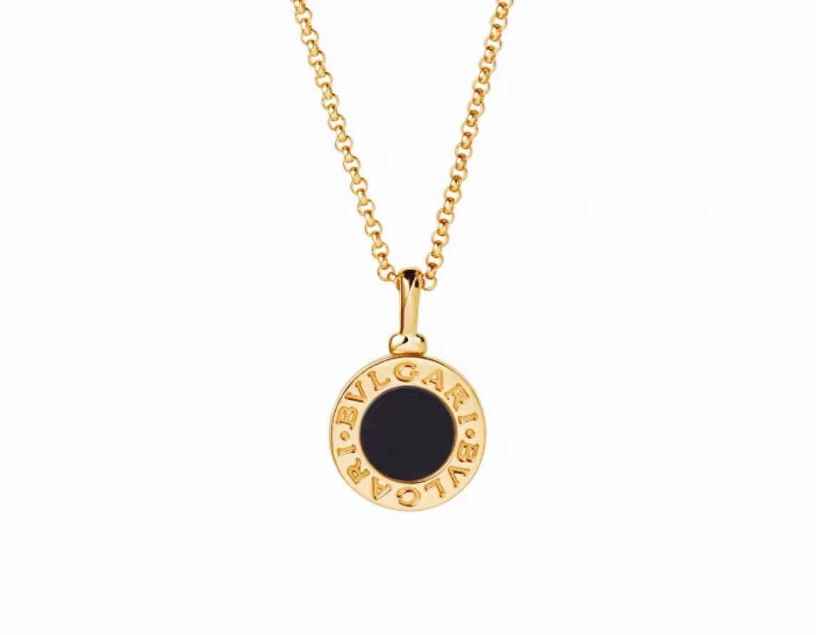 [Lume Jewelry] T  Round Double-Sided Mother-of-Pearl Necklace