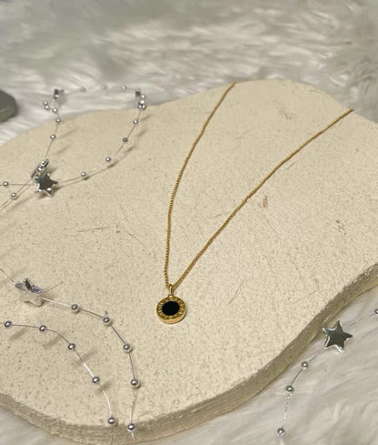 [Lume Jewelry] T  Round Double-Sided Mother-of-Pearl Necklace