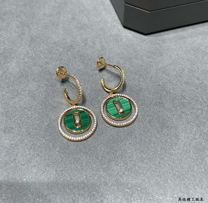 [Lume Jewelry]LUCKY MOVE Sliding‑diamond C‑shape Ear Hoops