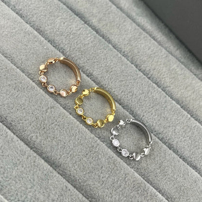 [Lume Jewelry]Move Link Chain Ring with Two Moving Diamonds