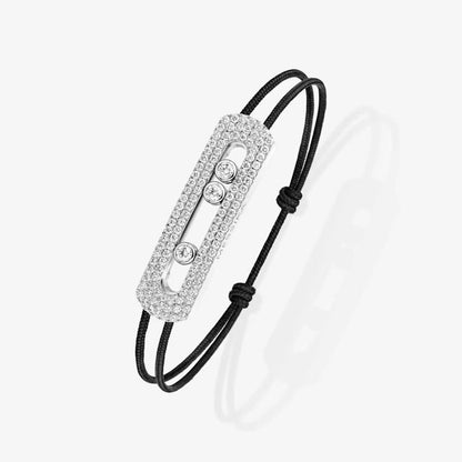 [Lume Jewelry]Care(Large-4mm) pink cord pavé bracelet