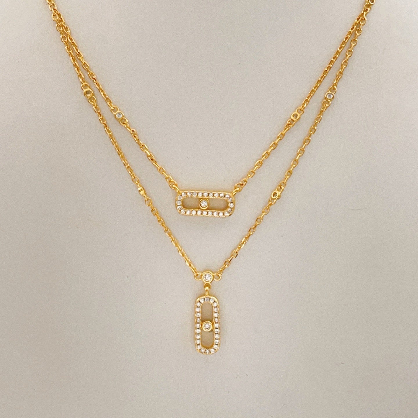 [Lume Jewelry]MOVE 2 ROW DIAMOND NECKLACE