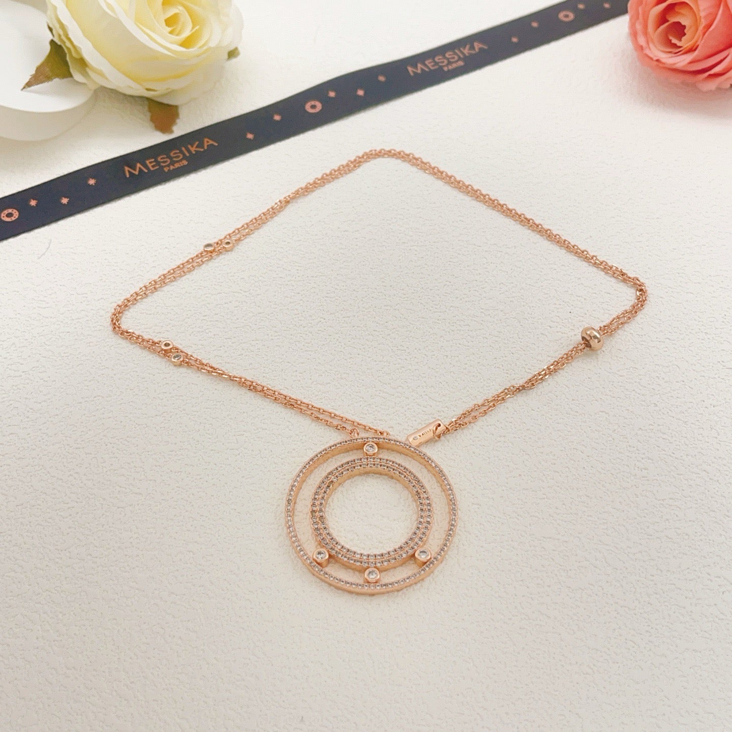 [Lume Jewelry] Move Romane Pavé Diamond Sliding Circle Long Necklace