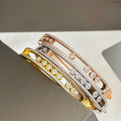 [Lume Jewelry]Move Classique 7‑Moving‑Diamond Bangle, Double‑Row Pavé Setting
