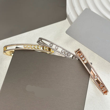[Lume Jewelry]Move Classique 7‑Moving‑Diamond Bangle, Double‑Row Pavé Setting