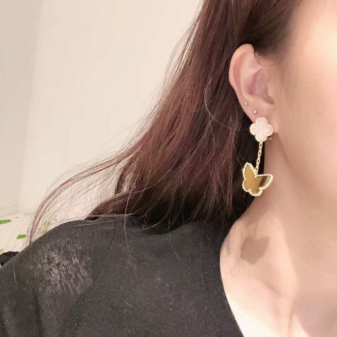 ¡®Lume Jewelry¡¯CLOVER MEDIUM 1 MOTIFS CARNELIAN  DIAMOND earrings