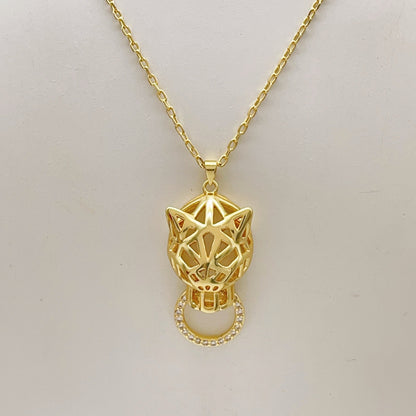 ¡®Lume Jewelry¡¯Openwork Panther‑Head Doorknocker Necklace
