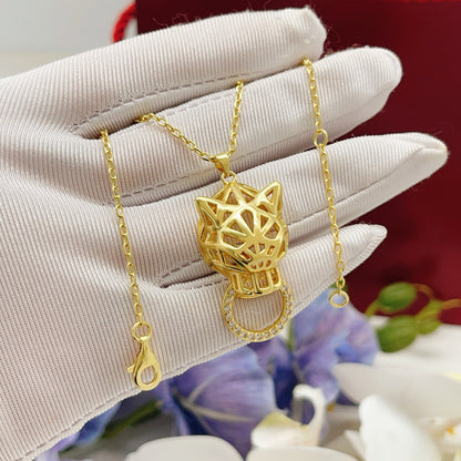 ¡®Lume Jewelry¡¯Openwork Panther‑Head Doorknocker Necklace