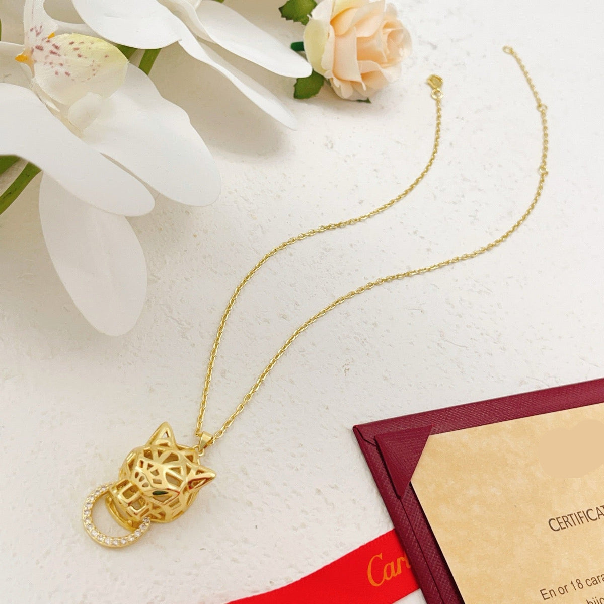 ¡®Lume Jewelry¡¯Openwork Panther‑Head Doorknocker Necklace