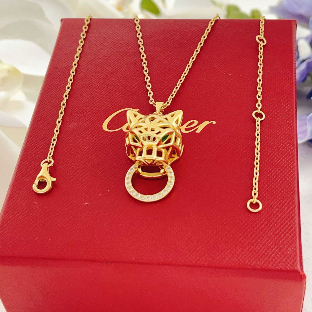 ¡®Lume Jewelry¡¯Openwork Panther‑Head Doorknocker Necklace