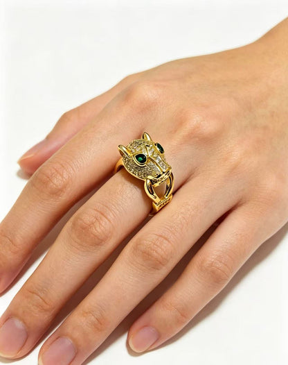 ¡®Lume Jewelry¡¯  Single Panther‑Head Full‑Pavé Diamond Ring